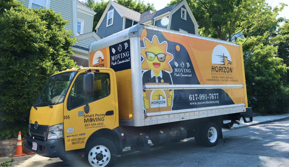 Horizon Boston Movers branded truck parked on a Boston street