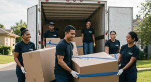 Local moving team loading furniture into a truck, showcasing professionalism and trust