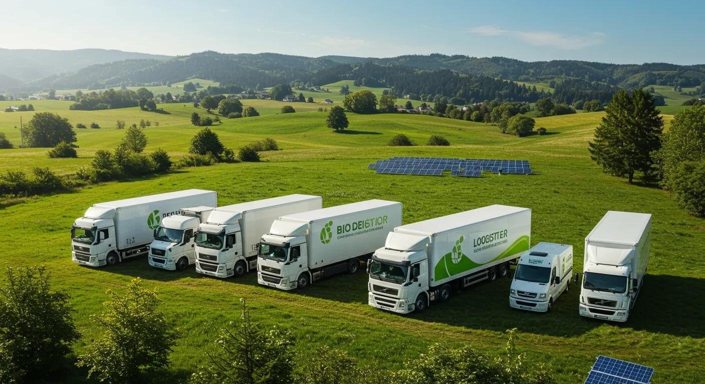 Biodiesel and electric moving trucks in a green environment promoting carbon neutrality