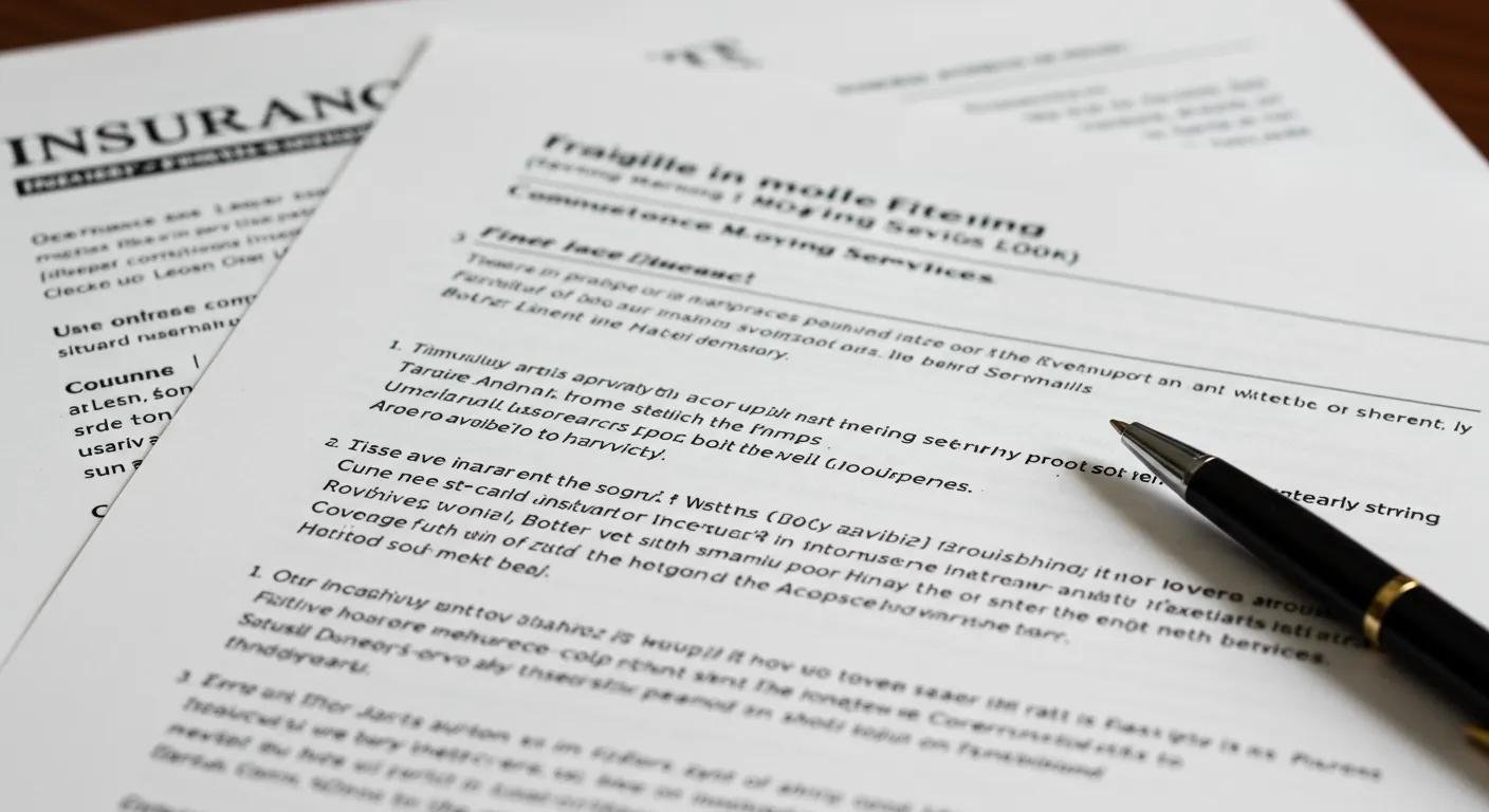 Close-up of insurance documents for fragile item moving services