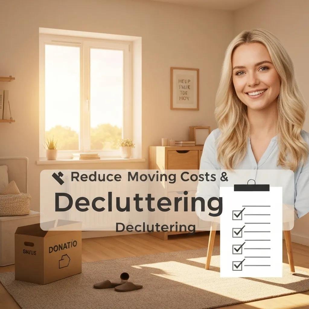 Decluttered room with organized boxes and a donation box, illustrating how decluttering lowers moving costs
