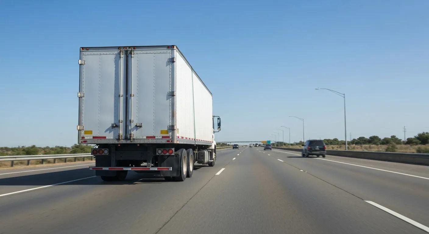 Moving truck on a highway representing cross-country moving costs