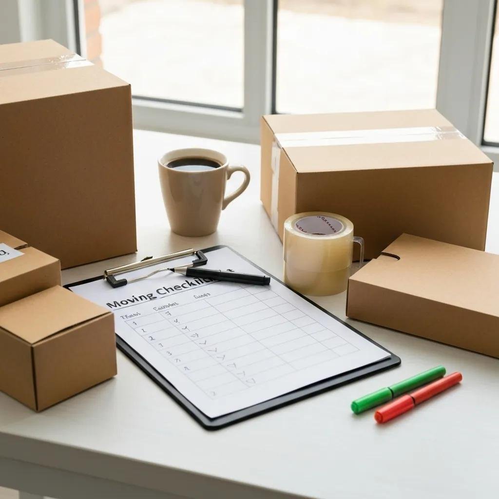 Moving checklist and packing supplies for a Boston move