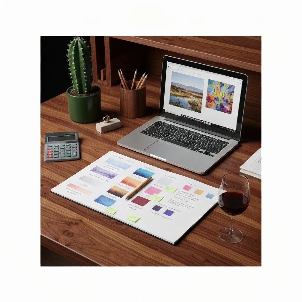 Workspace for budgeting a cross-country move with laptop and notepad