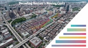 Map and checklist illustrating Boston moving costs