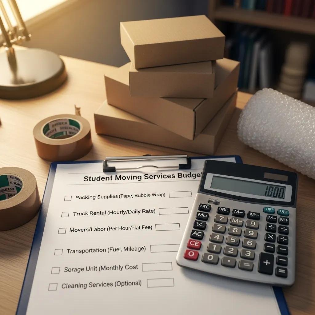 Checklist of moving services and prices with packing supplies in a study area
